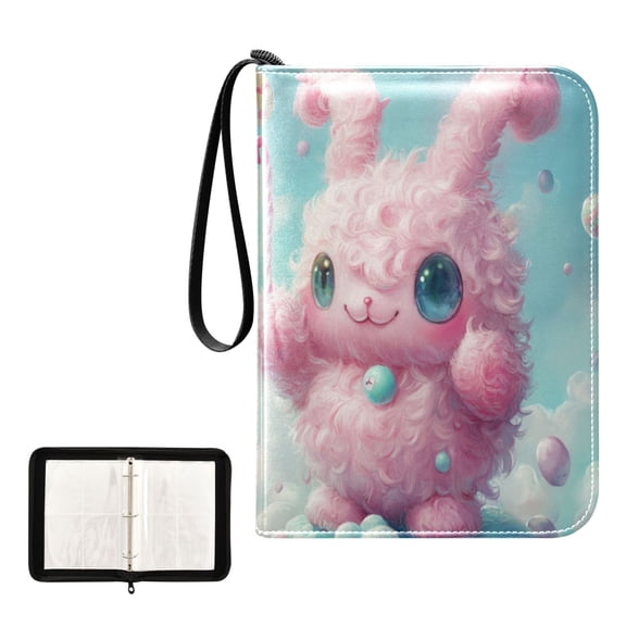 Game Card Storage Bag Collectible Trading Card Albums The 4-Pocket Card Binder With 50-Page Sleeve Can Hold 400 Game Cards Little Pink Cartoon Bunny