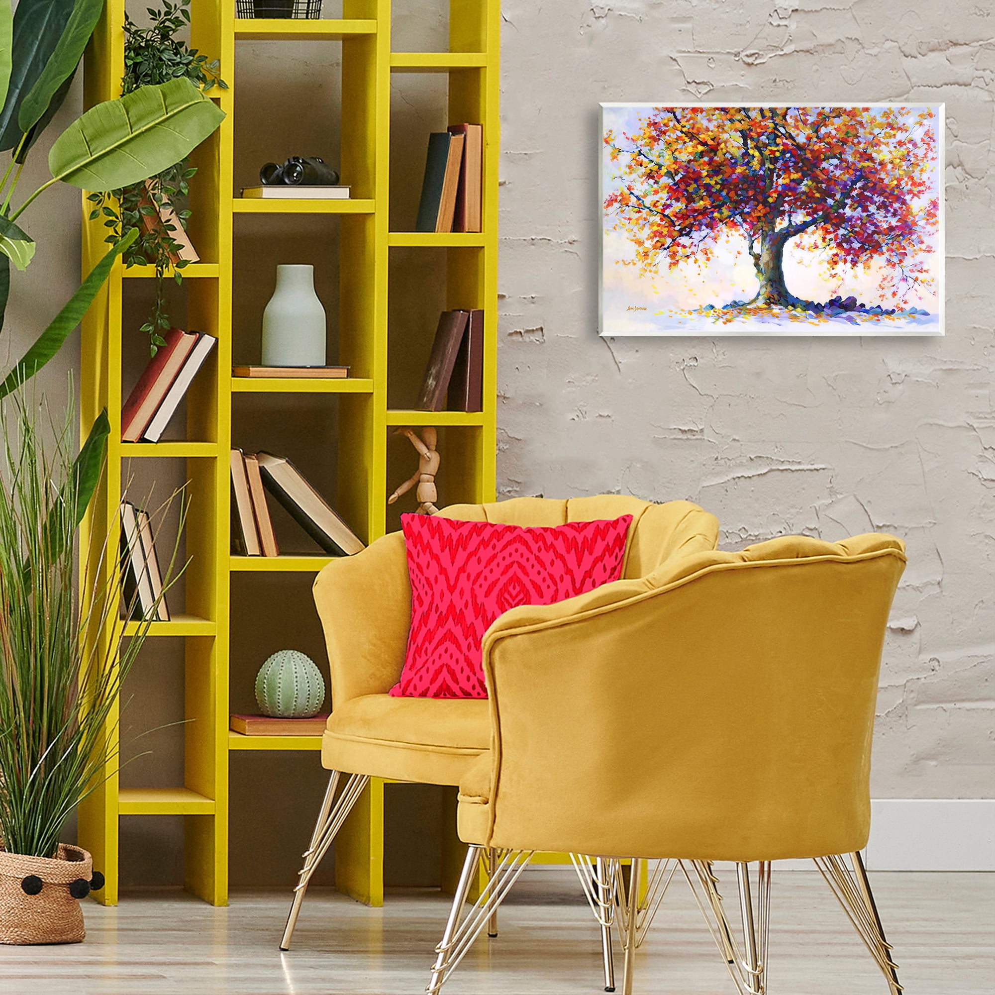 Stupell Industries Heartfelt Hues Tree Landscape & Nature Painting Unframed Art Print Wall Art, 19 x 13