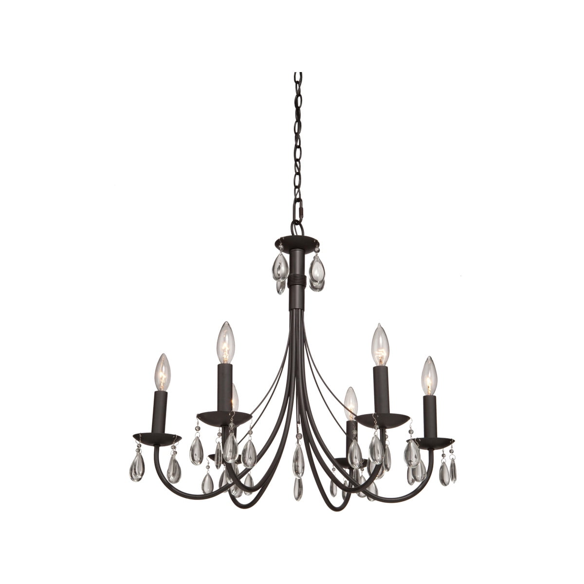 Chandeliers 6 Light Bulb Fixture With Dark Chocolate Finish Metal Tear