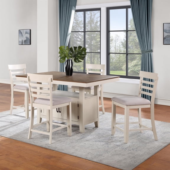 Pemberly Row Modern / Contemporary Dining 5-piece Set in Brown