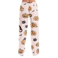 thumbnail image 6 of QWKLEAJ Halloween Pajama Pants Women Adult Loose Lounge Sleepwear Pumpkin Ghost Print Elastic Waist Comfortable Holiday Party Nightwear Cozy Long Trousers Festive Autumn Winter Home Wear, 6 of 9