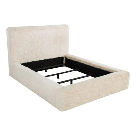 Rebecca Faux Fur Upholstered Eastern King Bed Cream