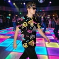 thumbnail image 2 of Alaiyaky 6 Pcs Mens 80s 90s Outfits Hip Hop Costumes Accessories Colorful T Shirt Set for Rock Disco Party, 2 of 8