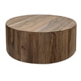 thumbnail image 2 of Benjara BM319299 42 in. Eray Round Drum Shape Brown Mango Wood Cocktail Coffee Table, 2 of 5