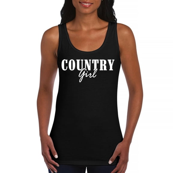 Country Girl Logo Women's Tank Top Minimalistic Western Style Rodeo Southern Pride Cowgirl Queen Rustic Farm Gift