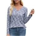 thumbnail image 1 of Timegard Long Sleeve Tops for Women Knitted Button V Neck Tops Casual Solid Color Lightweight Blouses, 1 of 6