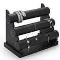 thumbnail image 1 of Soporte Organizador Joyería cuero 3 Niveles, desmontable expositor de pulseras, piel de alta calidad, Ideal para guardar relojes, pulseras, brazaletes, collares y gomas elásticas.(Negro), 1 of 7