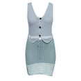 thumbnail image 5 of HXWCHs Women's Summer Crochet Knit Two Piece Set V Neck Crop Top and Mini Skirt Cruise Outfit L Blue, 5 of 6