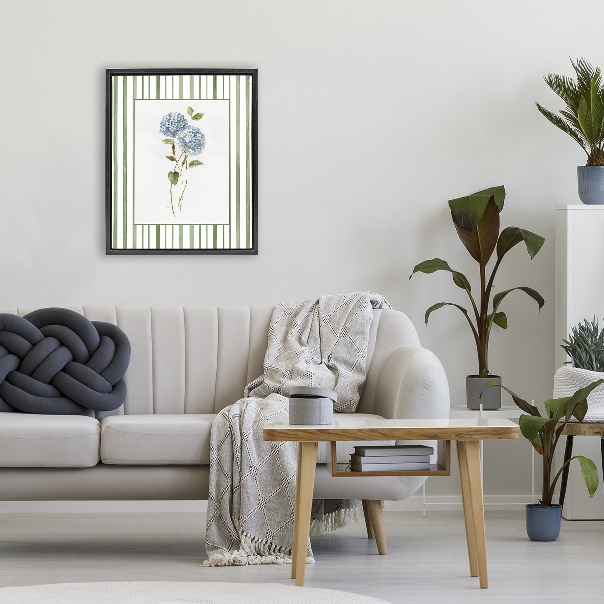 Stupell Industries Delicate Hydrangea & Dried Wheat Black Framed Floater Canvas Wall Art, design by Nan