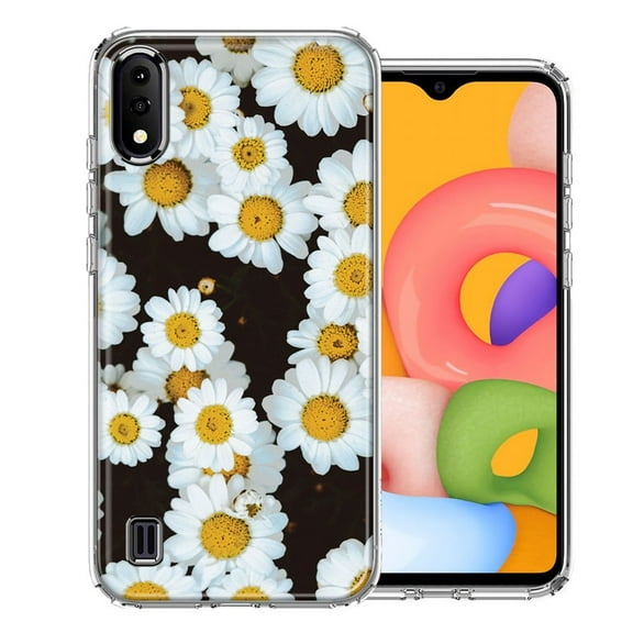 MUNDAZE For Samsung A01 Cute Daisy Flower Design Double Layer Phone Case Cover