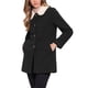 thumbnail image 4 of Abrigo de invierno para mujeres, abrigo de un solo botón, con cuello en contraste, abrigo tipo guisante, M negro, 4 of 6