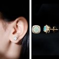thumbnail image 3 of Rosec Jewels Ethiopian Opal Stud Earrings with Diamond Halo for Women - 6 mm, 18K Yellow Gold, 3 of 10