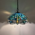 thumbnail image 5 of Tiffany Pendant Lights Plug In Green Blue Stained Glass Dragonfly LED Bulb Included for Dining Room Hotel Restaurant Cafe 16"W*16"D*75"H, 5 of 7