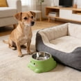 thumbnail image 3 of Dinosaur Shaped Stainless Steel Pet Bowl Spill-Proof Food Water Feeder For Cats Puppies And Small Pets(Green-7.5X6In), 3 of 5