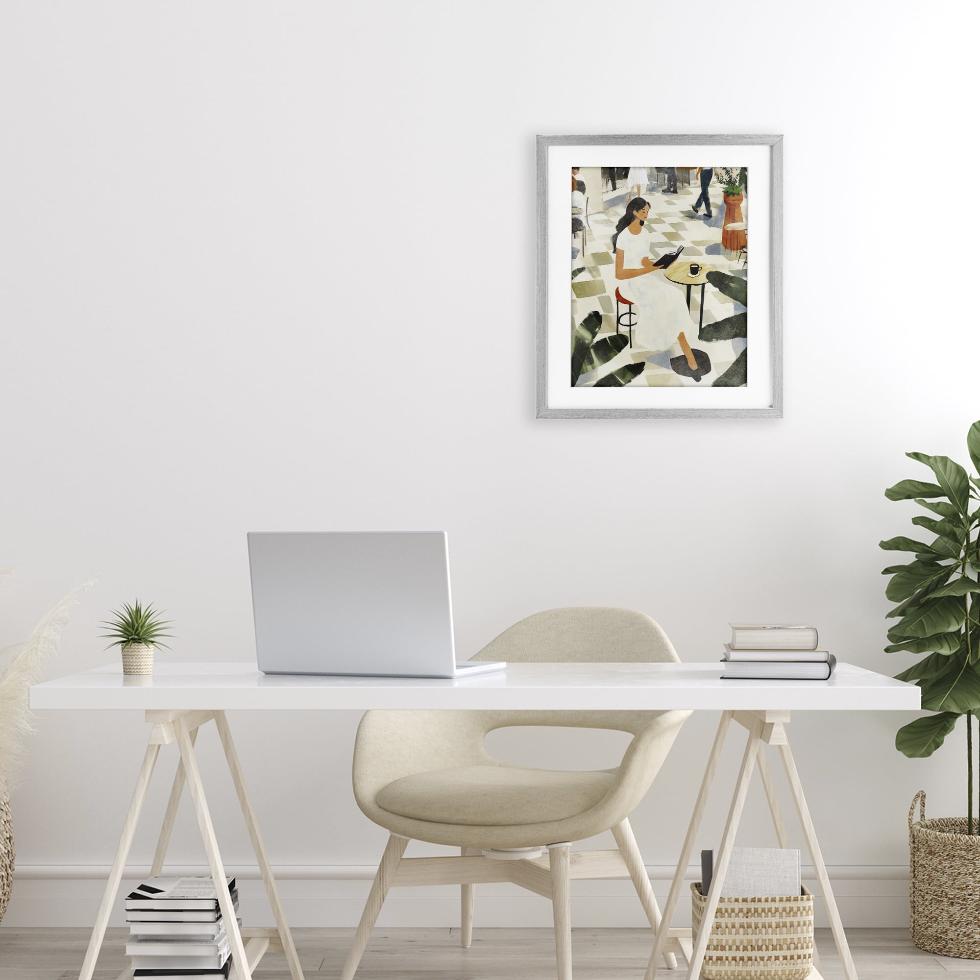 Stupell Industries Coffee & Pages in Cafe Gray Framed Print Under Glass, design by Svetlana Aleynikova