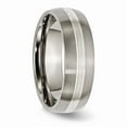 thumbnail image 4 of Solid Titanium Grooved 7mm 925 Sterling Silver-Inlay Matte Brushed Finish / Wedding Band Ring Size 9, 4 of 7