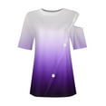 thumbnail image 4 of Womens Cold Shoulder Tops 2025 Summer Trendy Gradient/Solid Color Dressy Casual T-Shirts Crewneck Ladies Going Out Tunic Blouses, 4 of 6