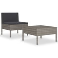 thumbnail image 2 of vidaXL 2 Piece Garden Lounge Set with Cushions Poly Rattan Grey, 2 of 5
