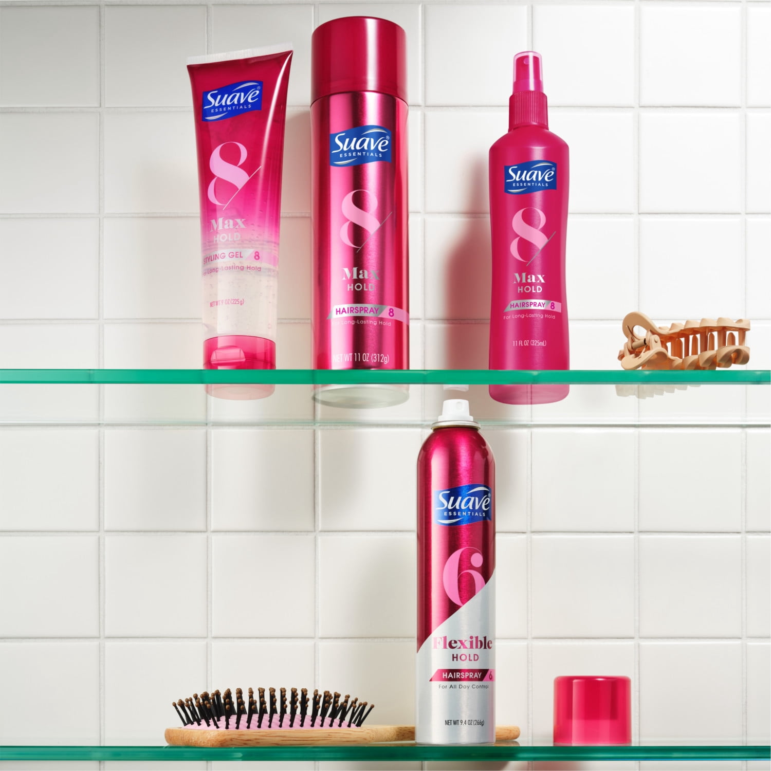 (3 pack) Suave Max Hold 8 Aerosol Hairspray For Women, Strong Hold For All Hair Types, 11 OZ