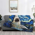 thumbnail image 2 of Yiaed Vintage Starry Sky Shark Print Blanket Throw Blanket Soft Cozy Flannel Blanket for Home Bed Sofa Couch Chair-80"x60", 2 of 6