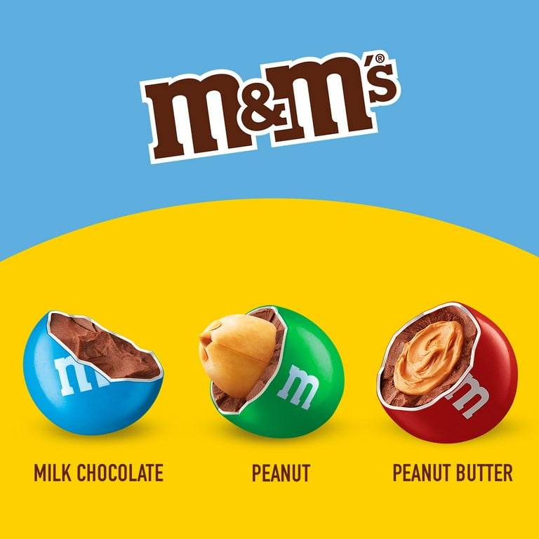 M&M'S Peanut, Peanut Butter & Milk Chocolate Variety Pack Full Size Milk  Chocolate Candy Assortment, 30.58 oz, 18 ct