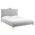thumbnail image 2 of Modway Clara Performance Velvet Queen Platform Bed in Light Gray, 2 of 10