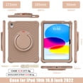 thumbnail image 2 of ELEHOLD Case for Apple iPad 10th Gen, Portable Hybrid Shockproof iPad Case with Pencil Holder & Hanging Ring Handle Rotatable Kickstand,Latte, 2 of 10