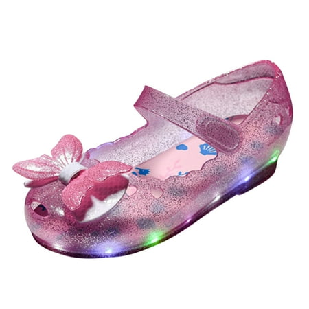 

Girls Sandals Kids Led Light Luminous Casual Jelly Bowknot Princess Durable Comfortable Breathable Trendy Pink Slippers