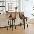 thumbnail image 6 of Brown PU Swivel Bar Stools (Set of 2) - Adjustable 24" &amp; 30" Counter Height Stool for Kitchen &amp; Home. Comfortable, Sturdy, Easy Assemble., 6 of 7