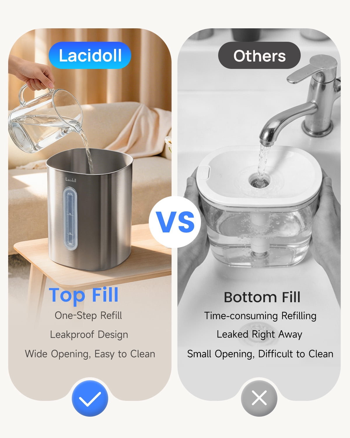 Stainless Steel Cool Mist Humidifier, 4L/1Gal Easy Clean, Dishwasher Safe, Quiet Humidifier for Bedroom, Baby Nursery, Rooms, up to 500 Sq ft