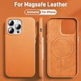 thumbnail image 2 of Funda magnética de cuero de lujo para iPhone 15 14 13 Pro Max Plus Mini, Magsafe, carga inalámbrica con accesorios de animación para teléfono, 2 of 5
