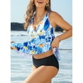 thumbnail image 5 of Sociala Double Straps Swim Tops for Womens Loose Fit Tankini Tops UPF50+ V Neck Swimsuit, 5 of 7
