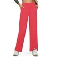 thumbnail image 3 of Wutalume Women's High Waist Straight Leg Yoga Pants, Casual Loose Fit Pants for Yoga, Pilates, Running, Lounge, Everyday,Red 2XL, 3 of 5
