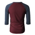thumbnail image 3 of H2H Mens Casual Slim Fit Raglan 3/4 Sleeve Henley T-Shirts(CMTTS0174), 3 of 5