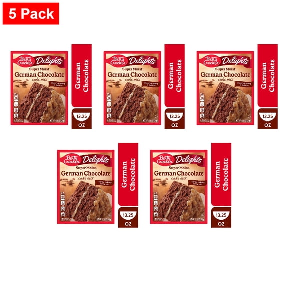 Betty Crocker Delights Super Moist German Chocolate Cake Mix 13.25 oz - 5 Pack