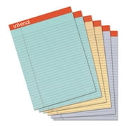 Universal Perforated Writing Pads, Wide/Legal Rule, 8.5 x 11.75, Assorted Sheet Colors, 50 Sheets, 6/Pack -UNV35878