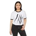 thumbnail image 3 of Effete Feline Claw Marks Scratch Unisex Cotton Ringer T-Shirt, 3 of 4