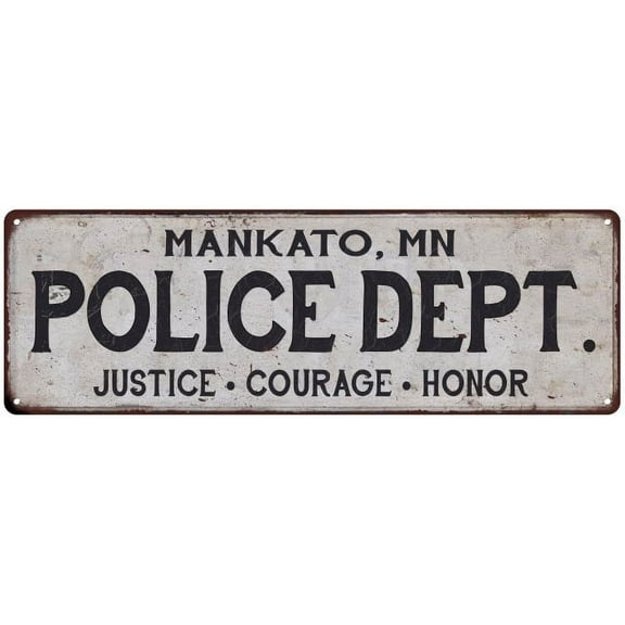 MANKATO, MN POLICE DEPT. Home Decor Metal Sign Gift 6x18 206180012909