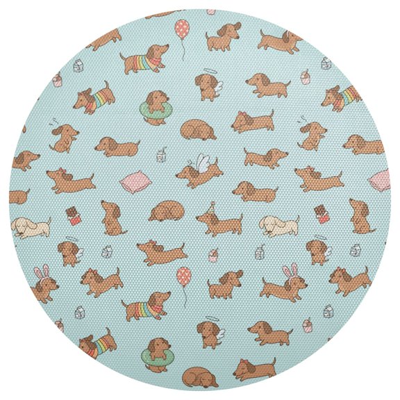 Little Dog Playing Round Placemats Set of 6 Woven Non-Slip Washable Heat Resistant Table Mats 15.4 Inch for Kitchen Dining Decor