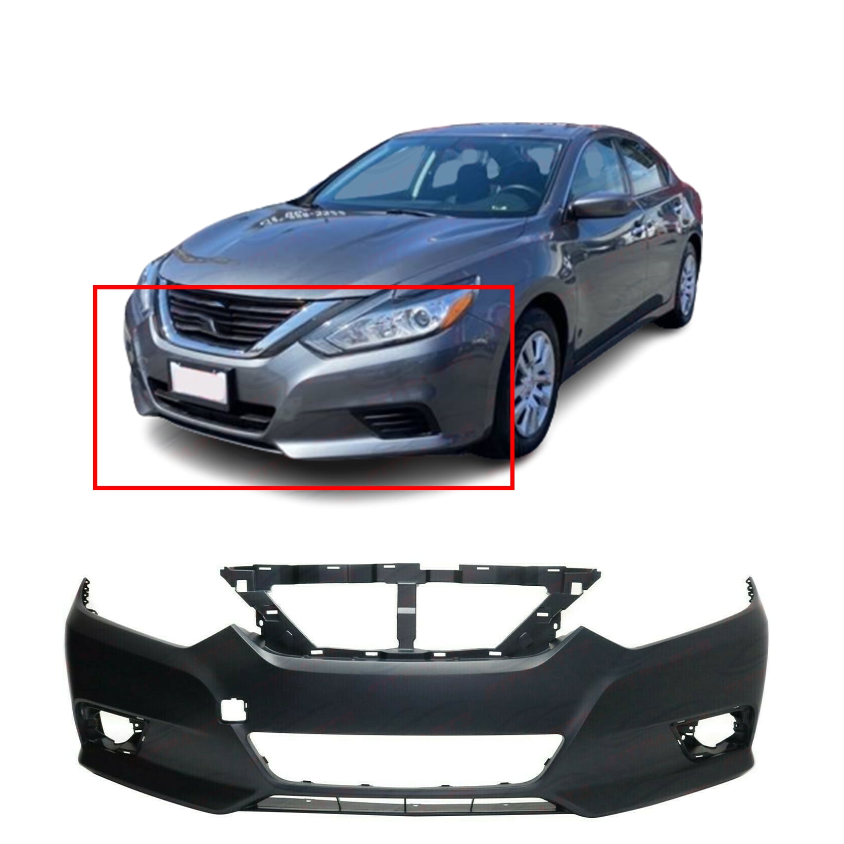 Primed Front Bumper Cover for 20162018 Nissan Altima 620229HS0H