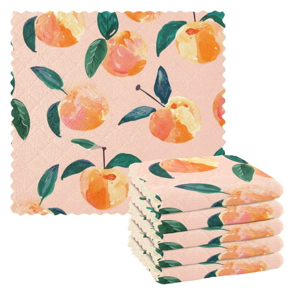 6 Pieces of Kitchen Towels 11x11Inch Kitchen Dish Cloths Kitchen Dish Towels Reuseable Cleaning Cloths Pink Peach