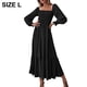 thumbnail image 2 of Vestido de mujer con escote cuadrado, manga larga, volantes, vestidos casuales largos, vestidos de fiesta de cóctel de cintura alta, 2 of 6