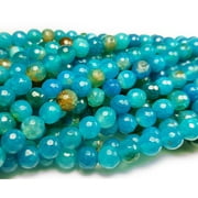 8mm Approx. 47 Beads Aqua Agate Faceted Round Beads Genuine Gemstone Natural Jewelry Making