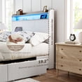 thumbnail image 6 of BELLEZE Full Size Bed Frame with 4 Drawers, Storage Headboard & Charging Station, Bed Frame with LED Lights, Platform Full Bed Frame with Storage, No Box Spring Needed - Cove (White), 6 of 7