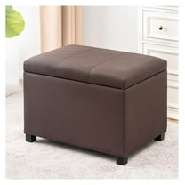 24" Leather Storage Ottoman , Rectangle Foot Rest Stool for Living Room, Bedroom, Entryway, Brown