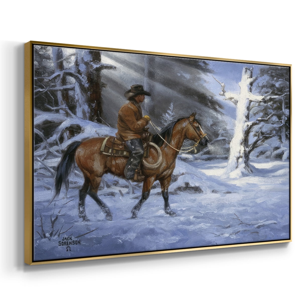 Silent Night, Holy Night - Framed Gallery Wrapped Holiday Canvas - 25 x 37 - Gold Frame