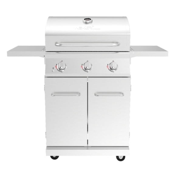 Nexgrill 3-Burner Stainless Steel Propane Gas Grill with Side Tables, 40,500 BTUs, 4 Wheel Transport, 591 SQ. IN. Cooking Space, Outdoor Kitchen Grill for BBQs, Patios, and More - 720-0830MN