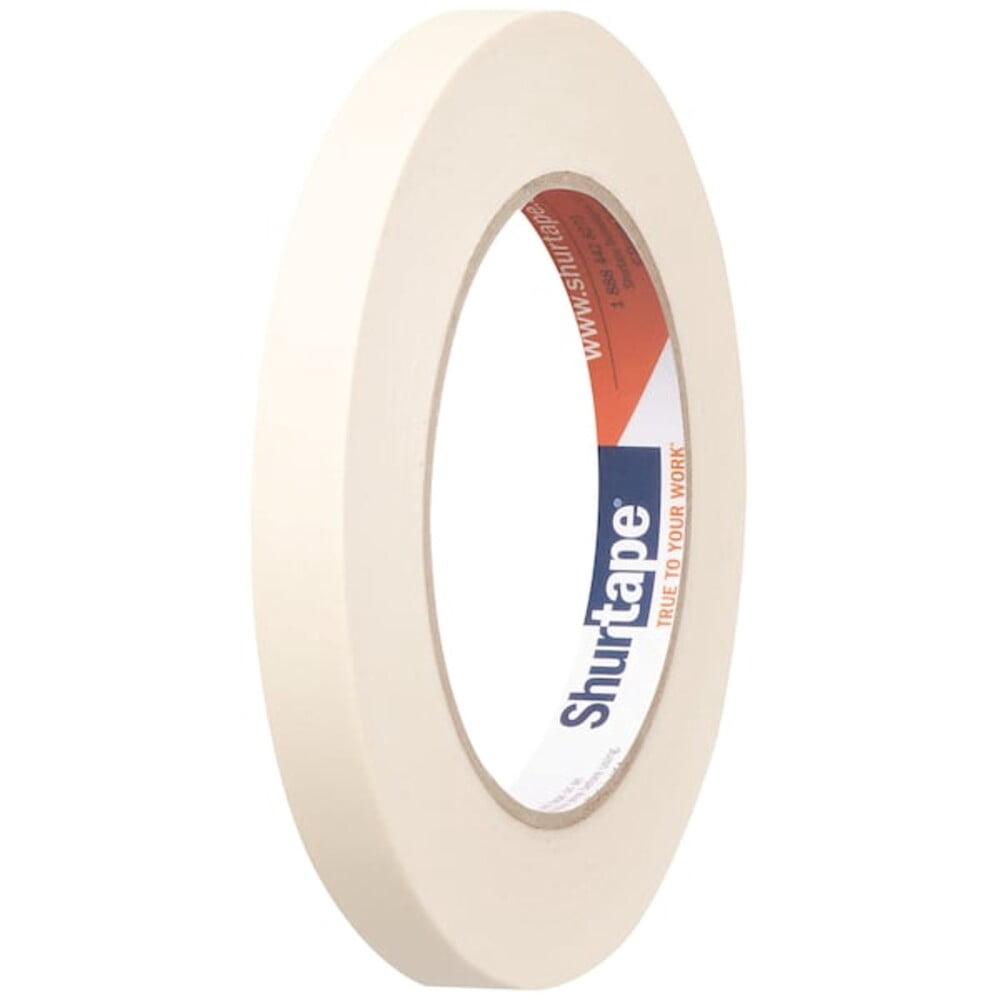 Masking Tape, 12 mm W x 55 m L, 5 mil Thick, Tan, Rubber Adhesive, 72 PK 100455