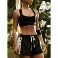 thumbnail image 6 of Michellecmm Women’s Contrast Color Shorts Casual Elastic High Waist Side Button Wide Leg Shorts Going Out Shorts, 6 of 7