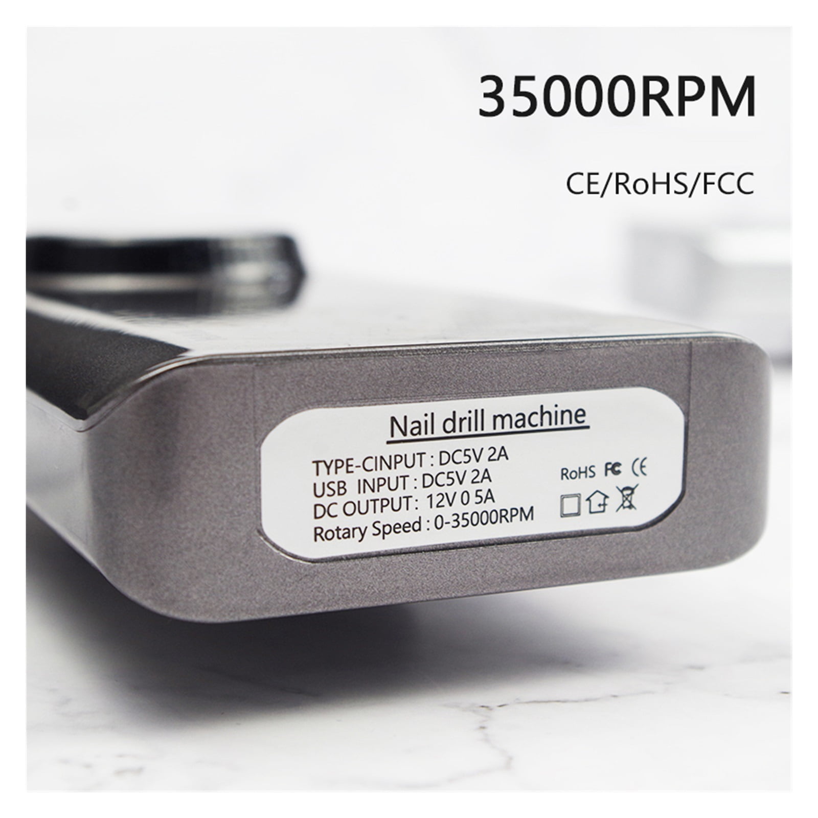 Portable Nail Drill, 35000 RPM Rechargeable Portable Nail Drill Machine Electric Nail File Manicure Drill Set Profession Nail Art Equipment ,Long Lasting